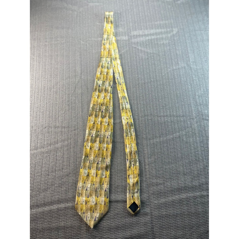J. Garcia Silk Tie Like a Twittering Machine Collection 40 Yellow Green Abstract